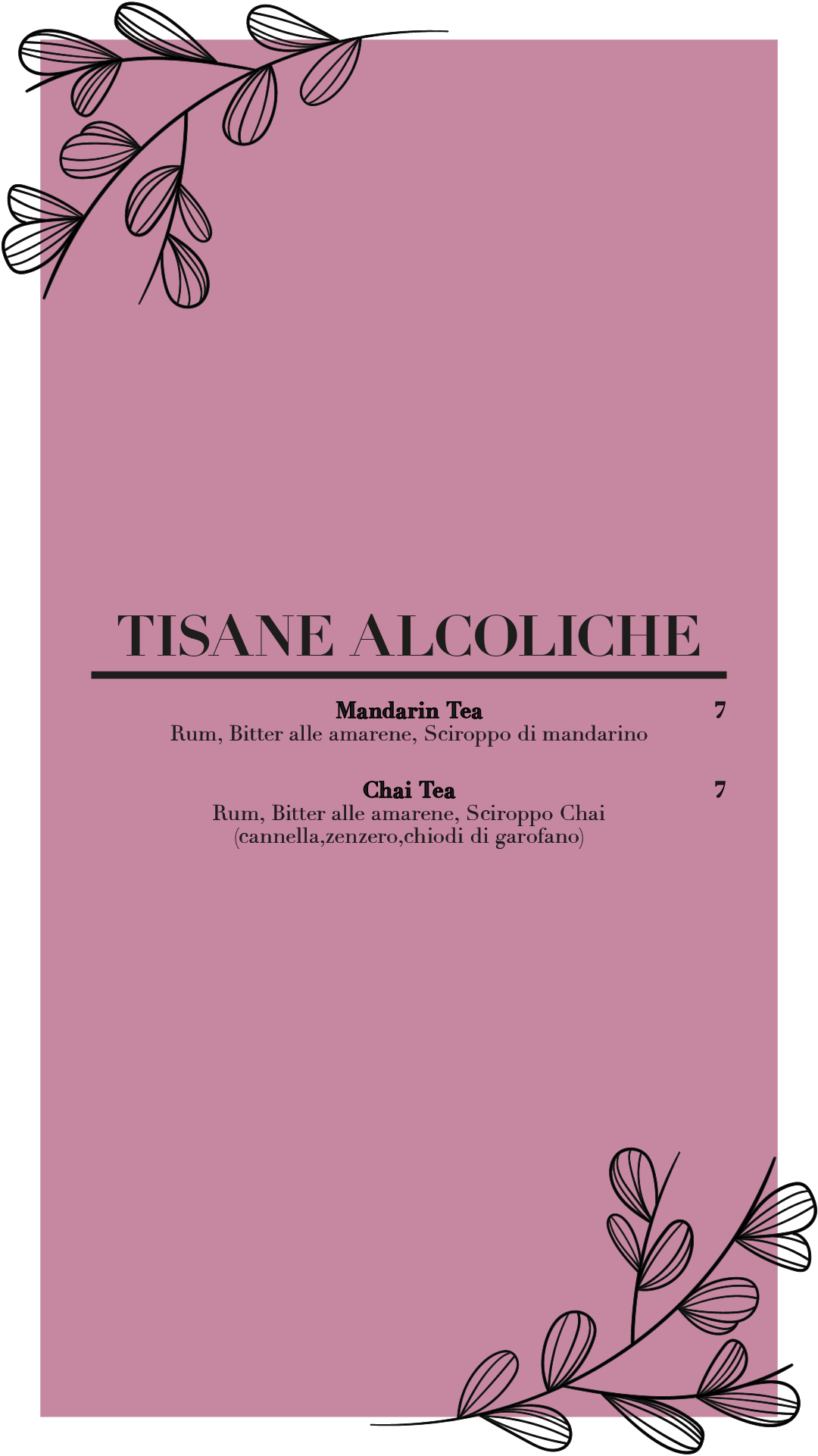 nuova sezione - tisane alcoliche